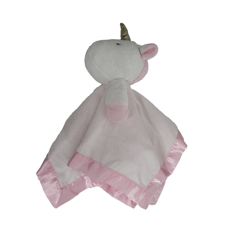 Cloud Island Unicorn Lovey Baby Security Blanket Plush Pink White Satin Edge
